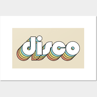 Disco - Retro Rainbow Typography Faded Style Posters and Art